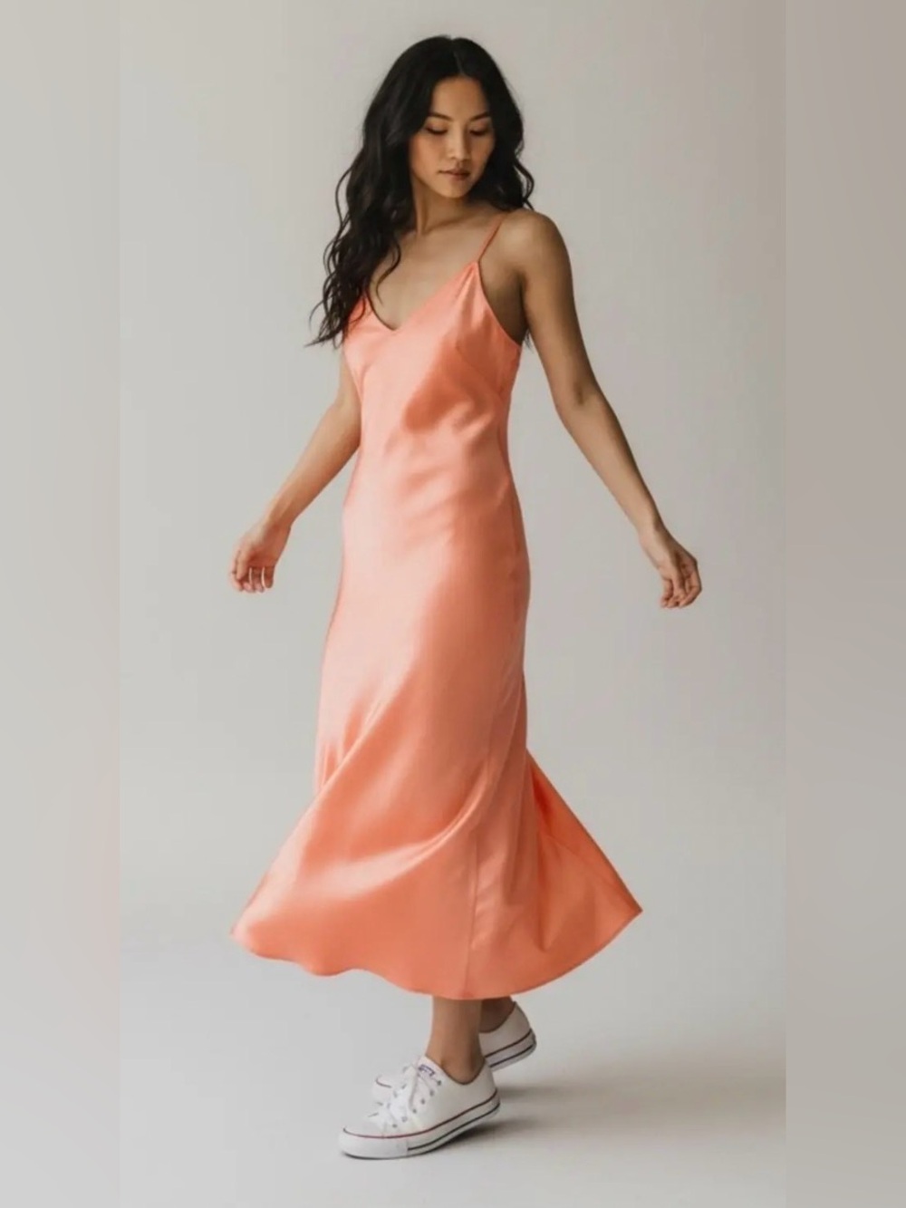 Aritzia Wilfred The Only Slit Slip Dress in Papaya